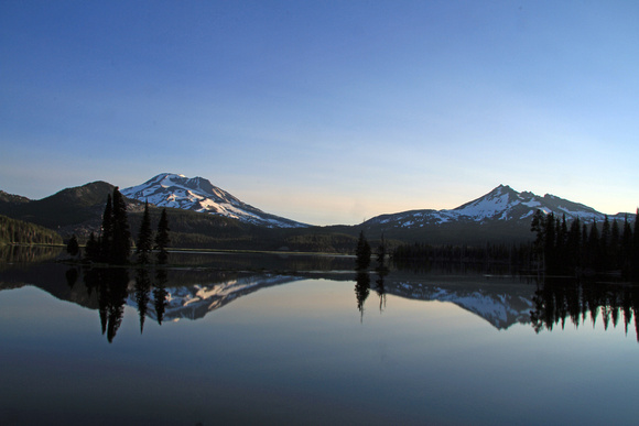 South Sister and Brokentop from Sparks Lake at Sunrise